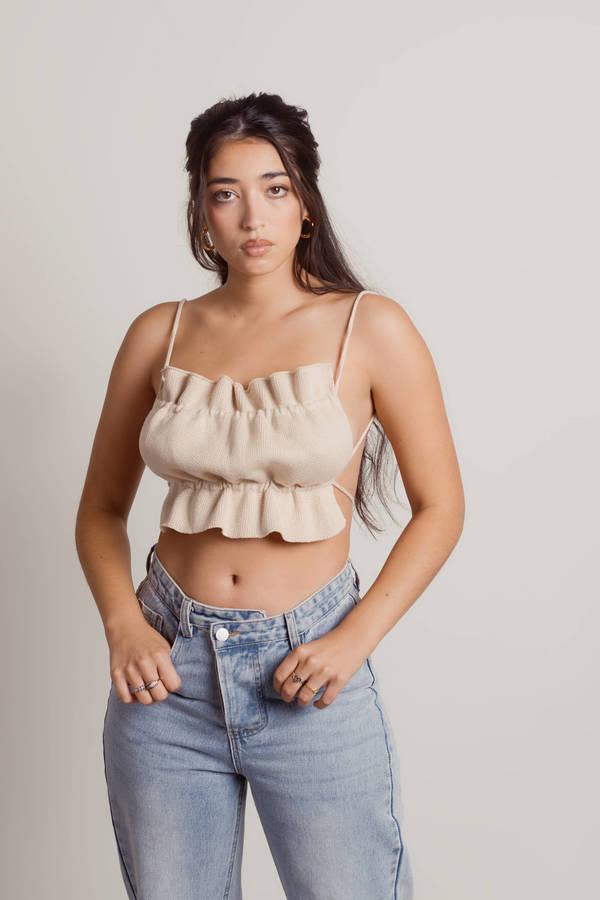Nobody But You Sand Knit Crop Top