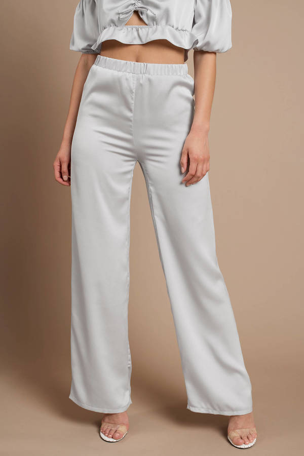 Oh My Love Fell for You Silver Wide Leg Trousers