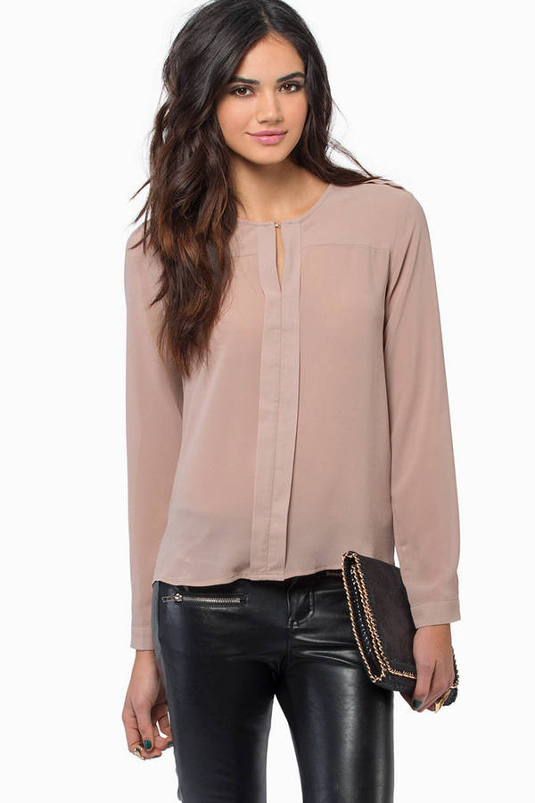 Amy Blouse in Taupe - $26 | Tobi US