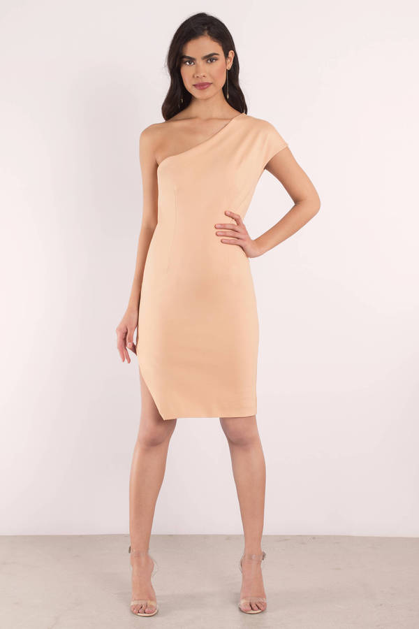 Finders Keepers Diagonal Wheat Bodycon Dress