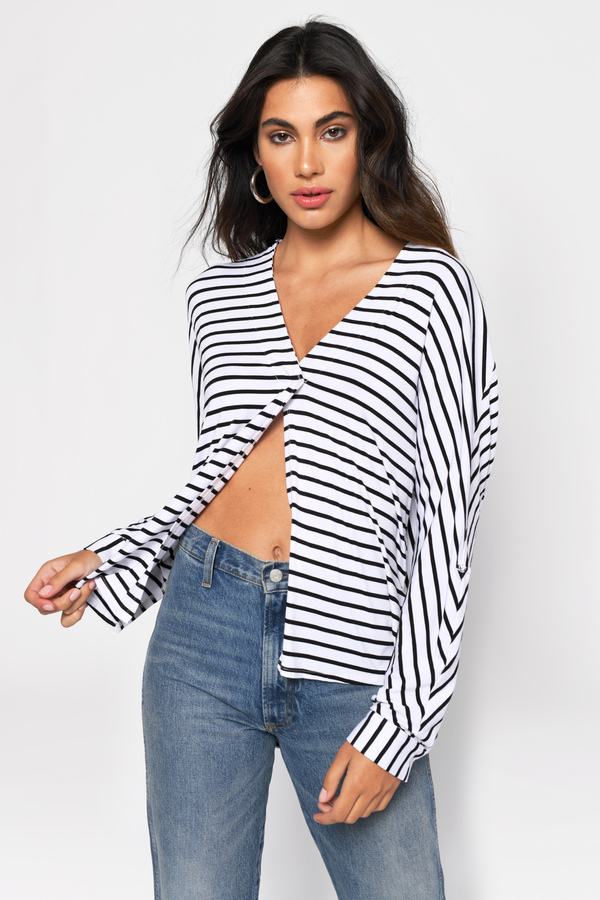Working Gal White and Black Striped Blouse 