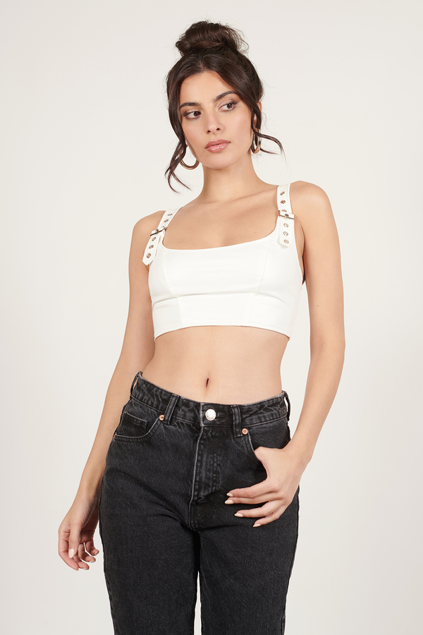 Buckled Up White Crop Top