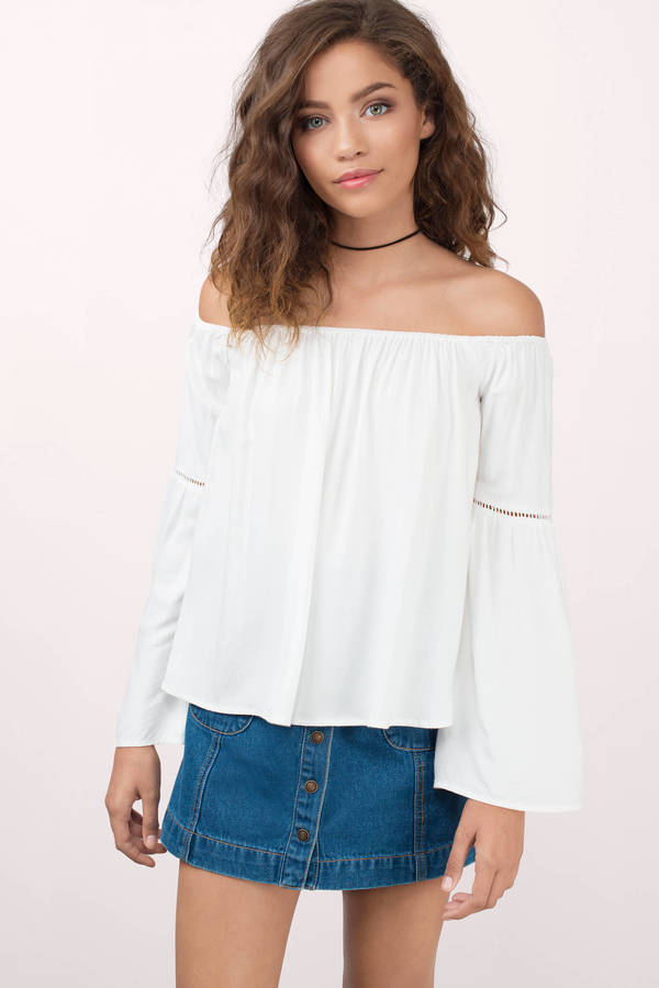 white flowy off the shoulder top