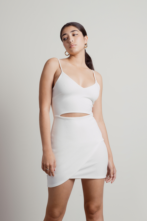 Katy White Front Cutout Bodycon Mini Dress