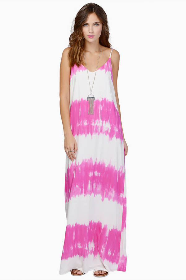 Placencia White & Pink Print Maxi Dress