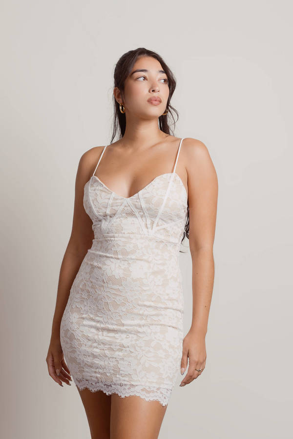 Secret Crush White Lace Bodycon Mini Dress