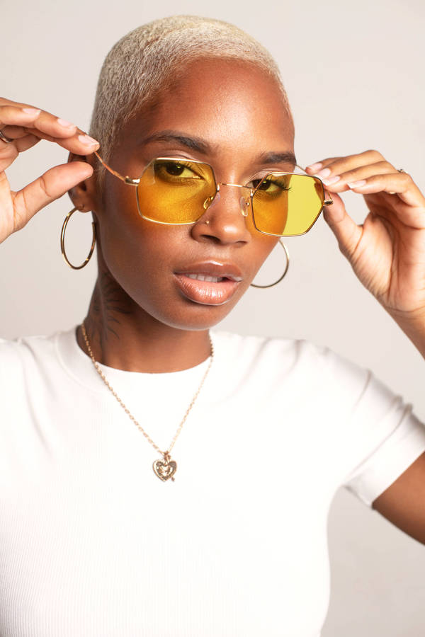 Capricorn Yellow Hexagon Shaped Sunglasses