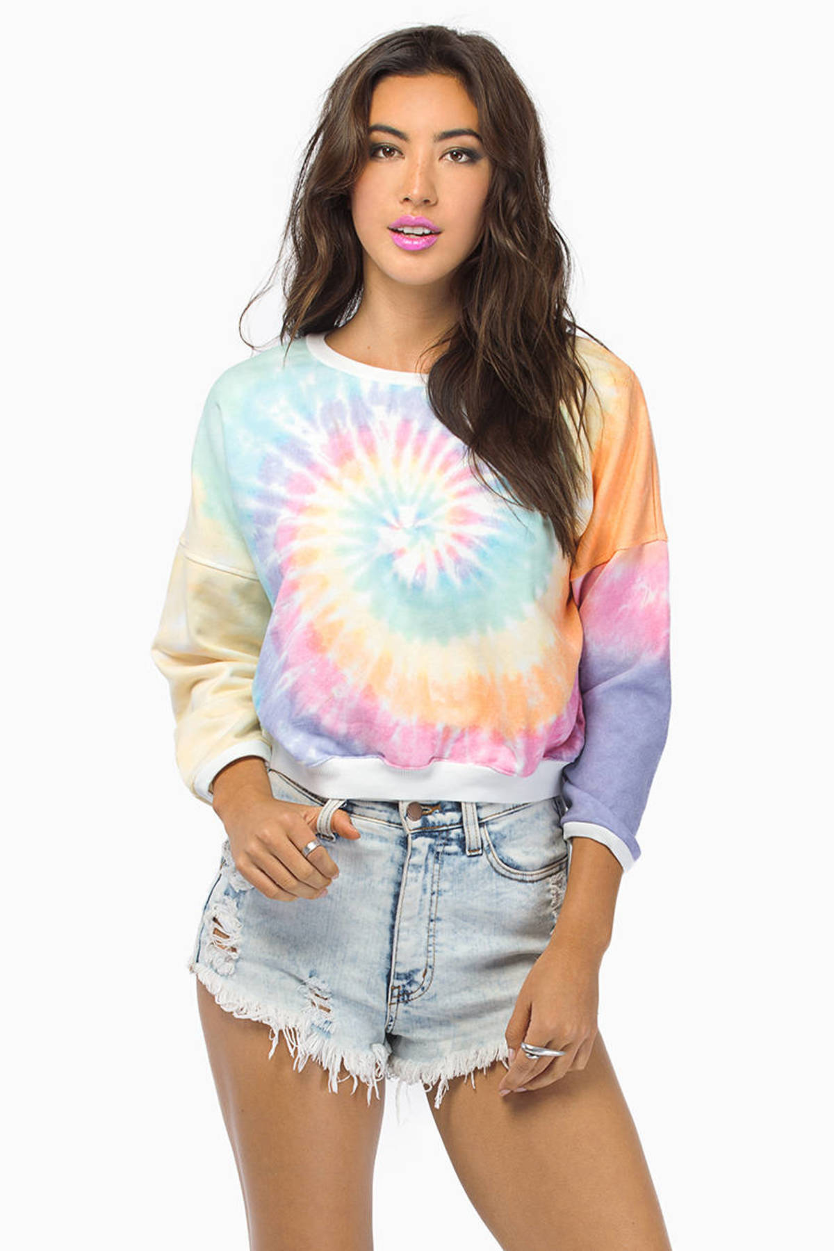 Yellow Sweatshirt - 3/4 Sleeve Sweatshirt - Tie Dye Sweatshirt ...