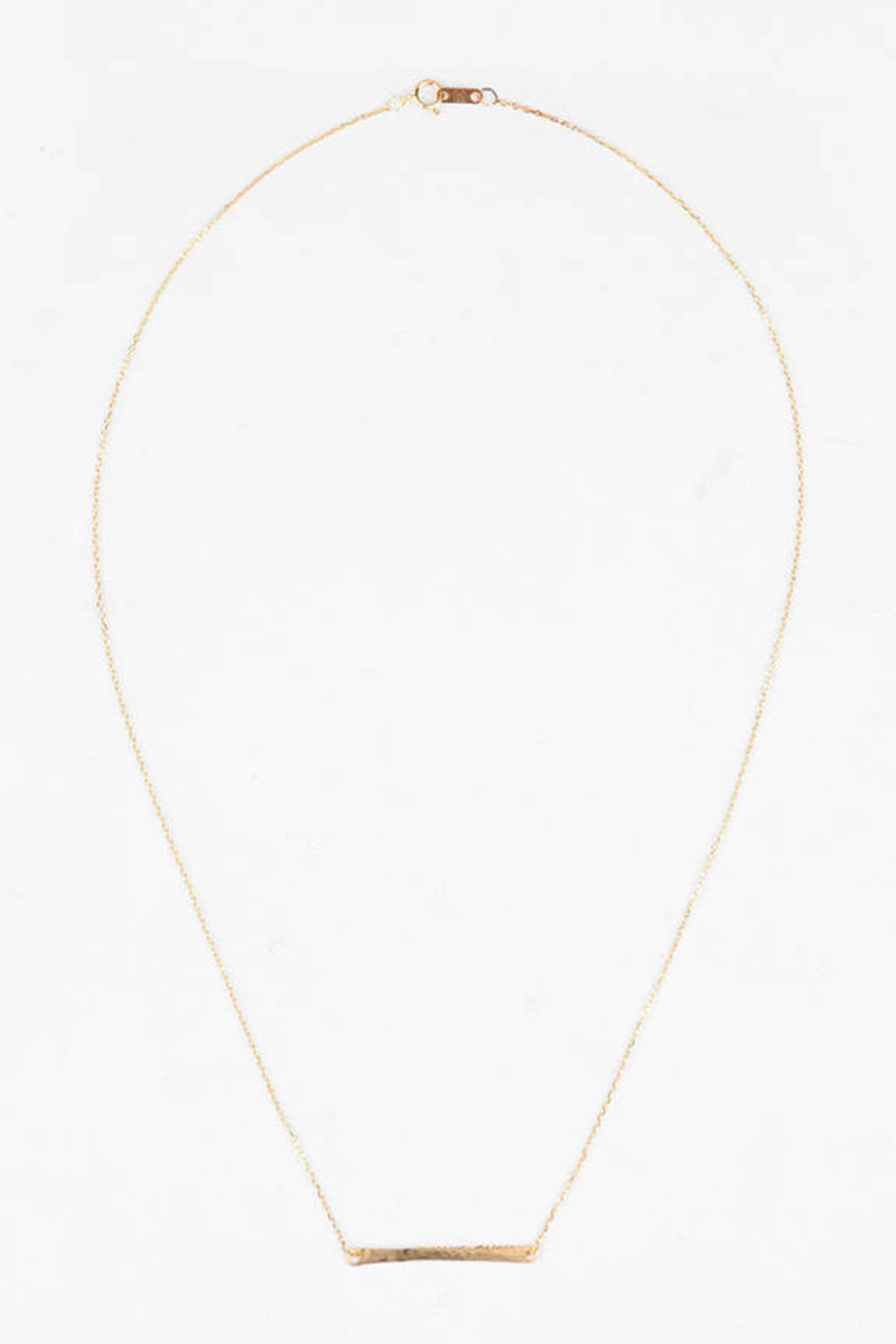 14k Gold Hammered Bar Necklace in 14k Gold - $196 | Tobi US