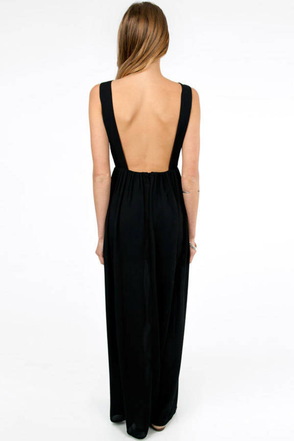 Ariel V-Mesh Maxi Dress in Black - $64 | Tobi US
