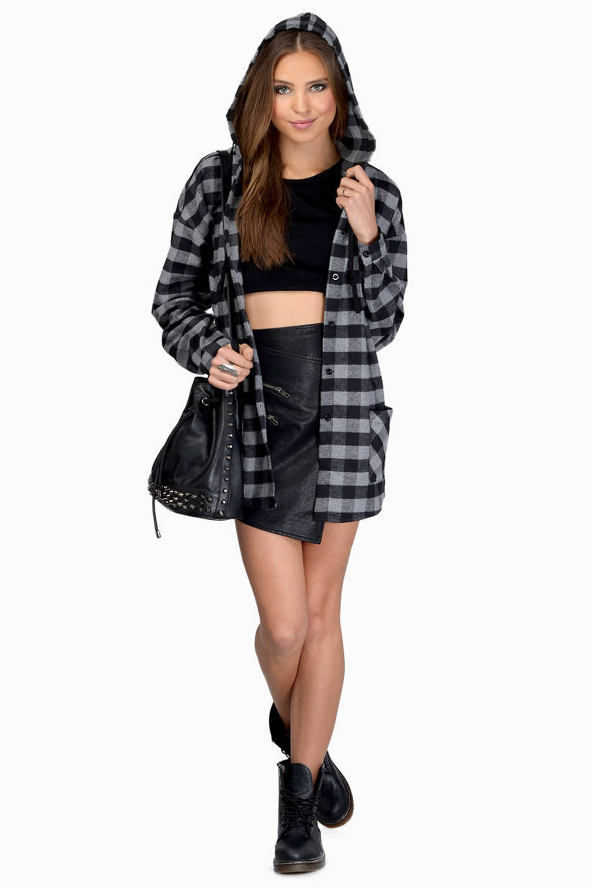 Plaid Hooded Jacket
 Lowrider Plaid Hooded Jacket in Black & Grey $10