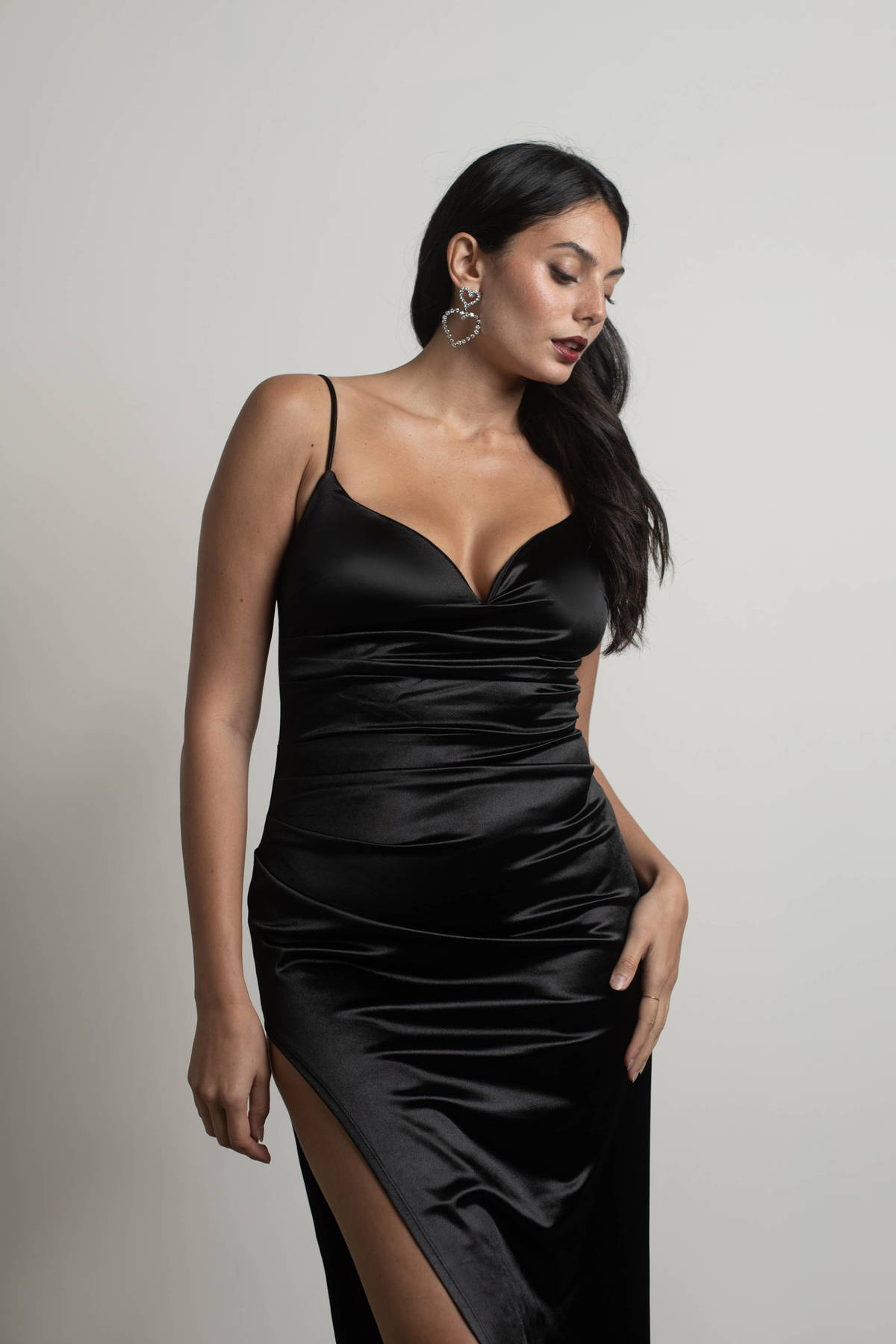 Black Sweetheart Dress Sexy High Slit Maxi Dress