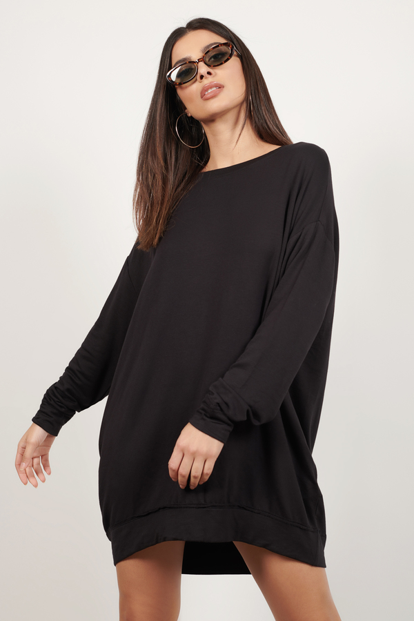 Hide Out Black Long Sleeve T-Shirt Dress - $52 | Tobi US