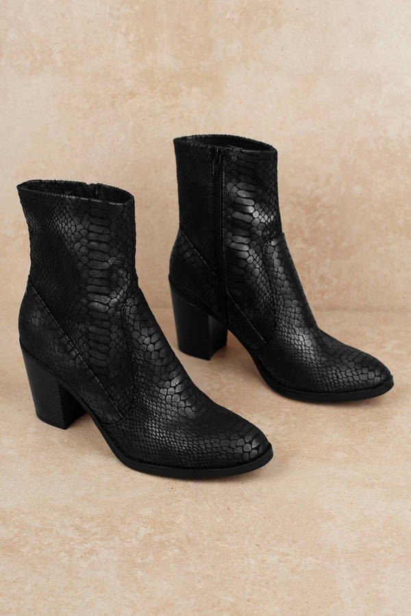 black faux snakeskin boots