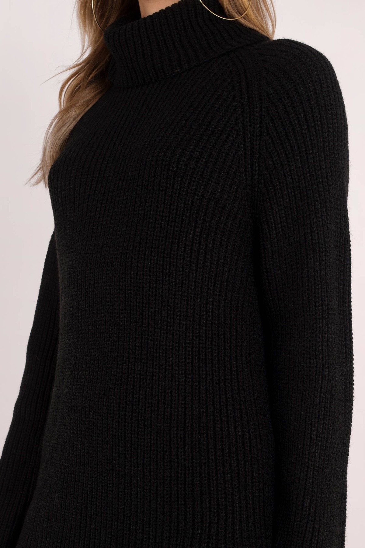 Black Casual Dress - Sweater Knit Dress - Black Turtleneck Dress