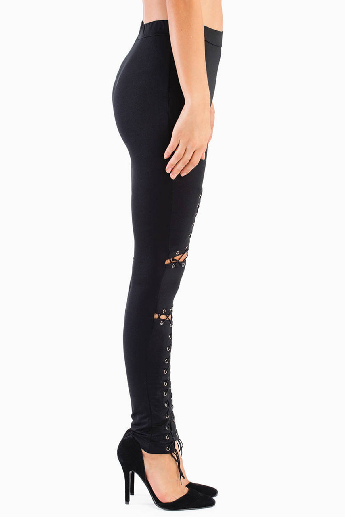 Lace Up Leggings In Black 26 Tobi Us 7046