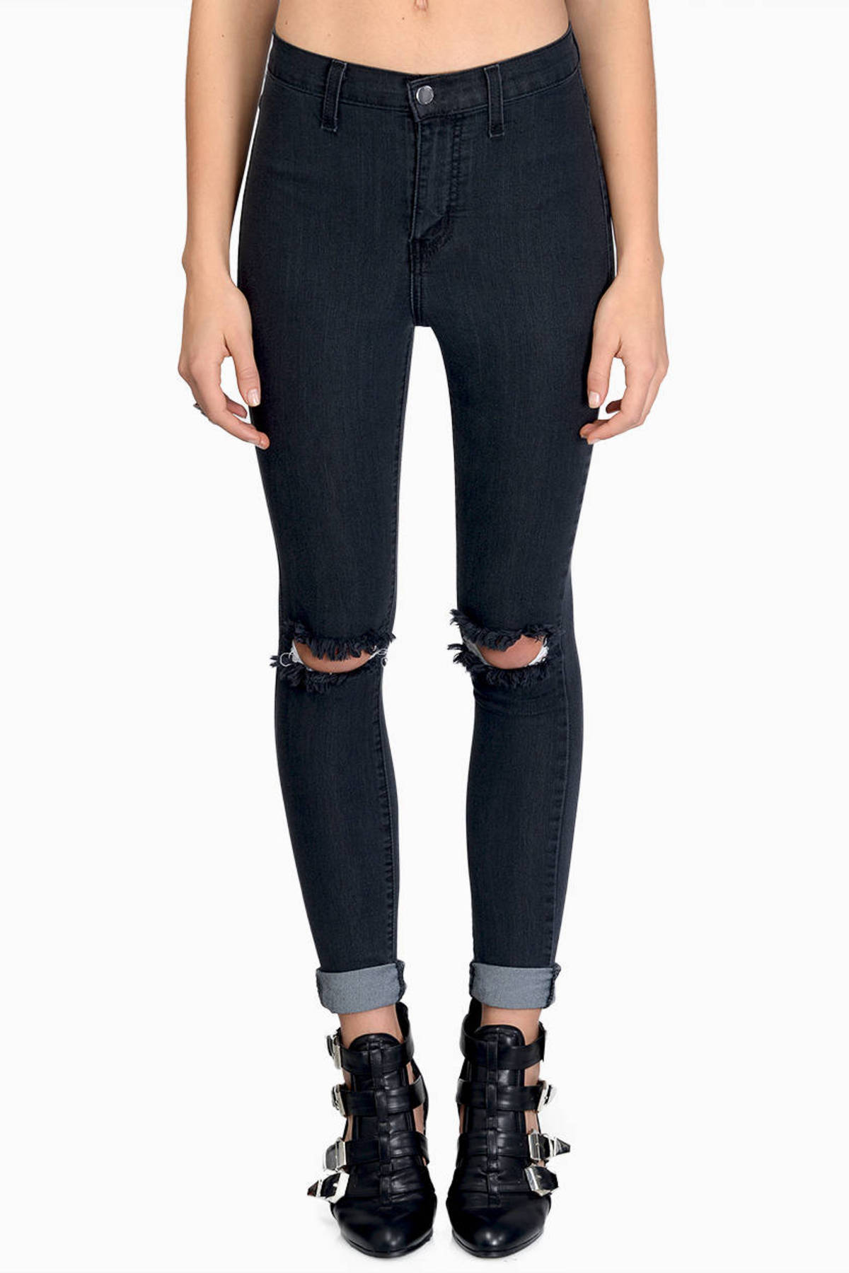 Black Jeans Zipfly Closure Jeans Jeans With Two Back Pockets