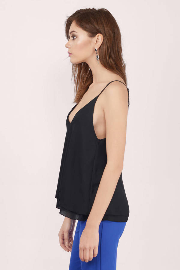 Black V Neck Tank Top
 Black Top V Neck Tank Top Black Asymmetrical Tank Top