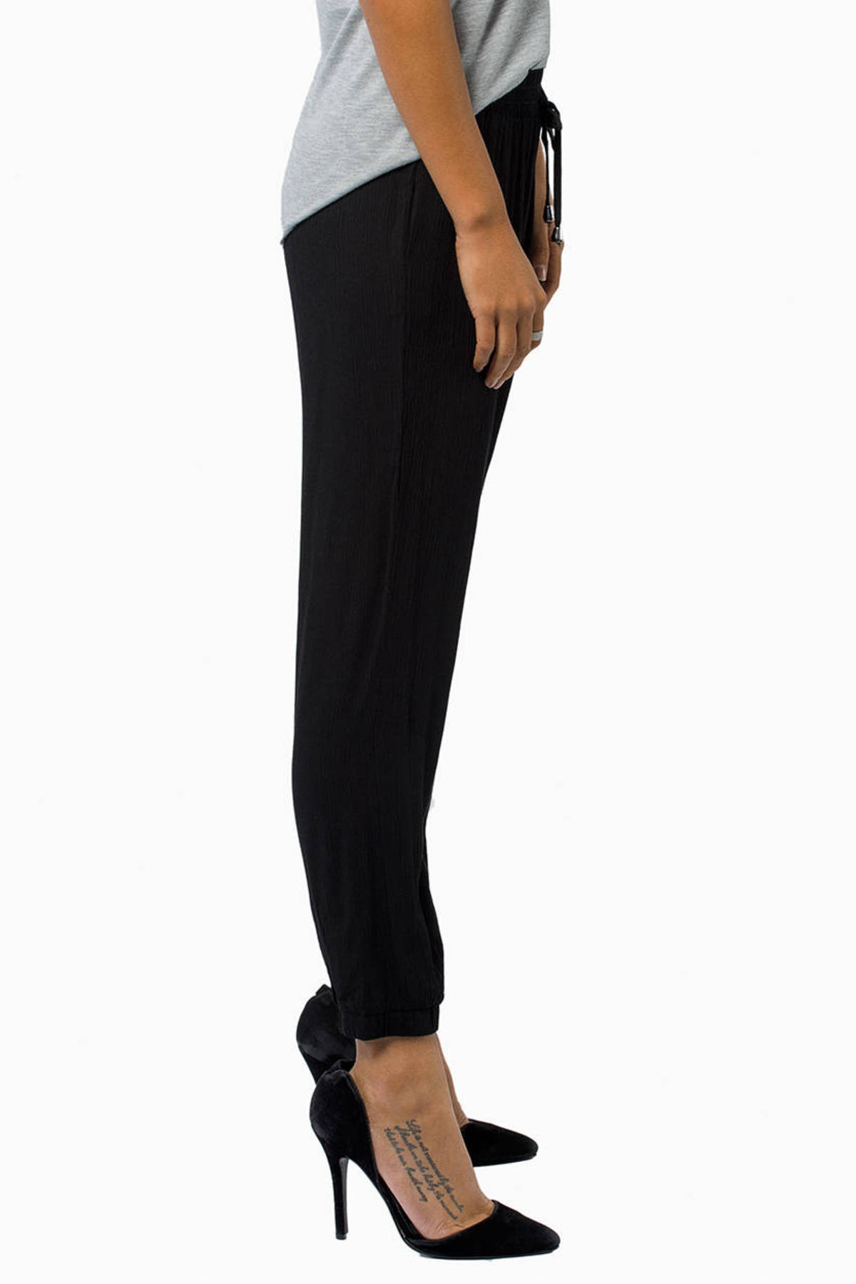 Trendy Black Pants - Baggy Joggers - Black Low Rise Sweatpants