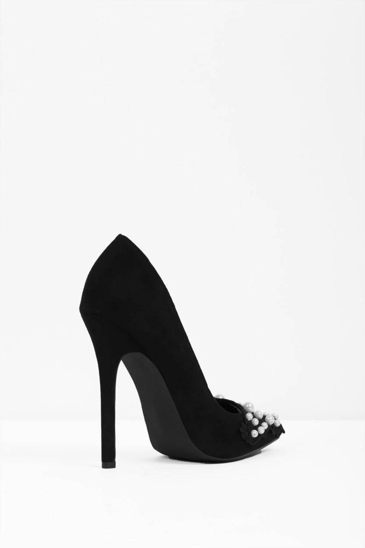 Cheap Black Heels Pearl Embellished Heels Black Heels