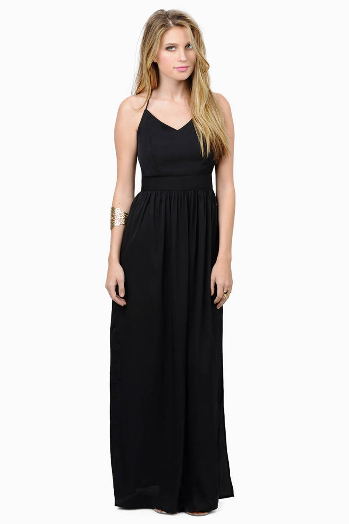Black Maxi Dress - Backless Dress - V Neck Black Maxi Dress