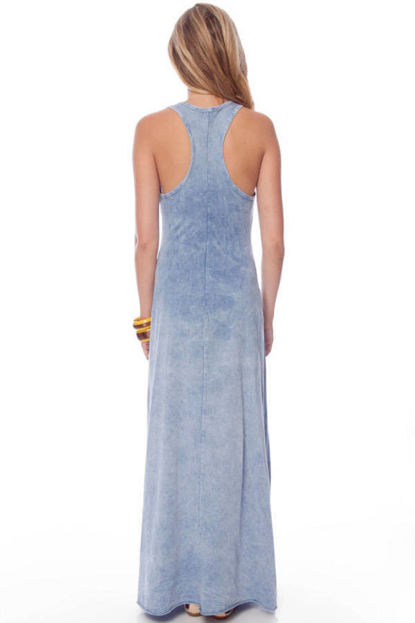 Low Dye Racerback Maxi Dress in Denim Blue - $64 | Tobi US