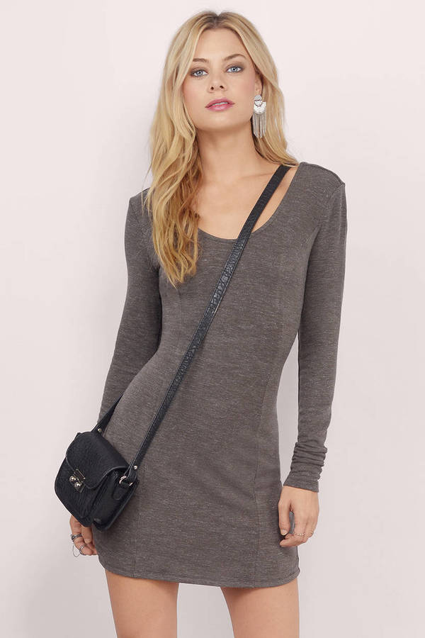 Trendy Grey Bodycon Dress - Backless Dress - Bodycon Dress