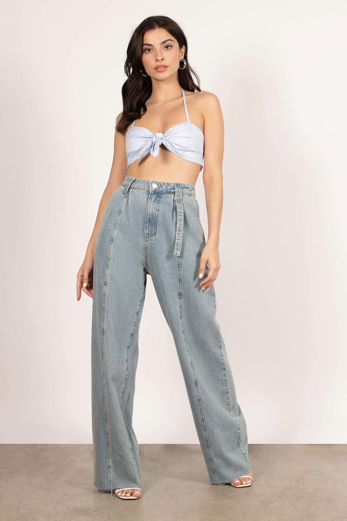 Light Blue Halter Top - Fitted Halter Top - Cute Crop Top