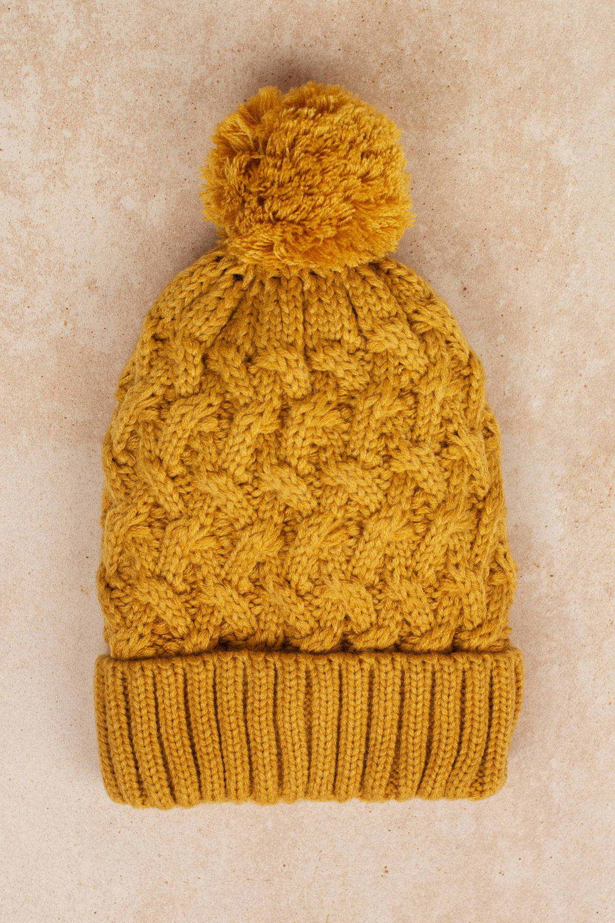 Yellow Beanie - Warm Beanie - Yellow Pom Pom Beanie - Winter Hat