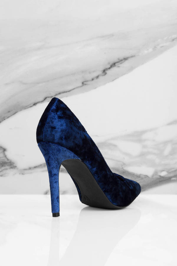 Navy Blue Heels - Velvet Dress Shoes - Navy Blue Holiday Pumps