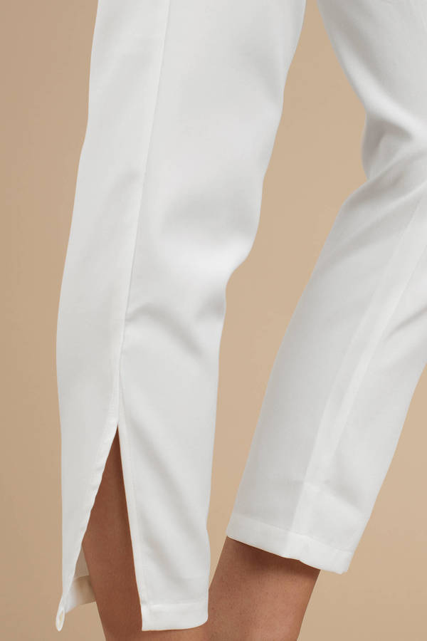 white skinny leg pants suit