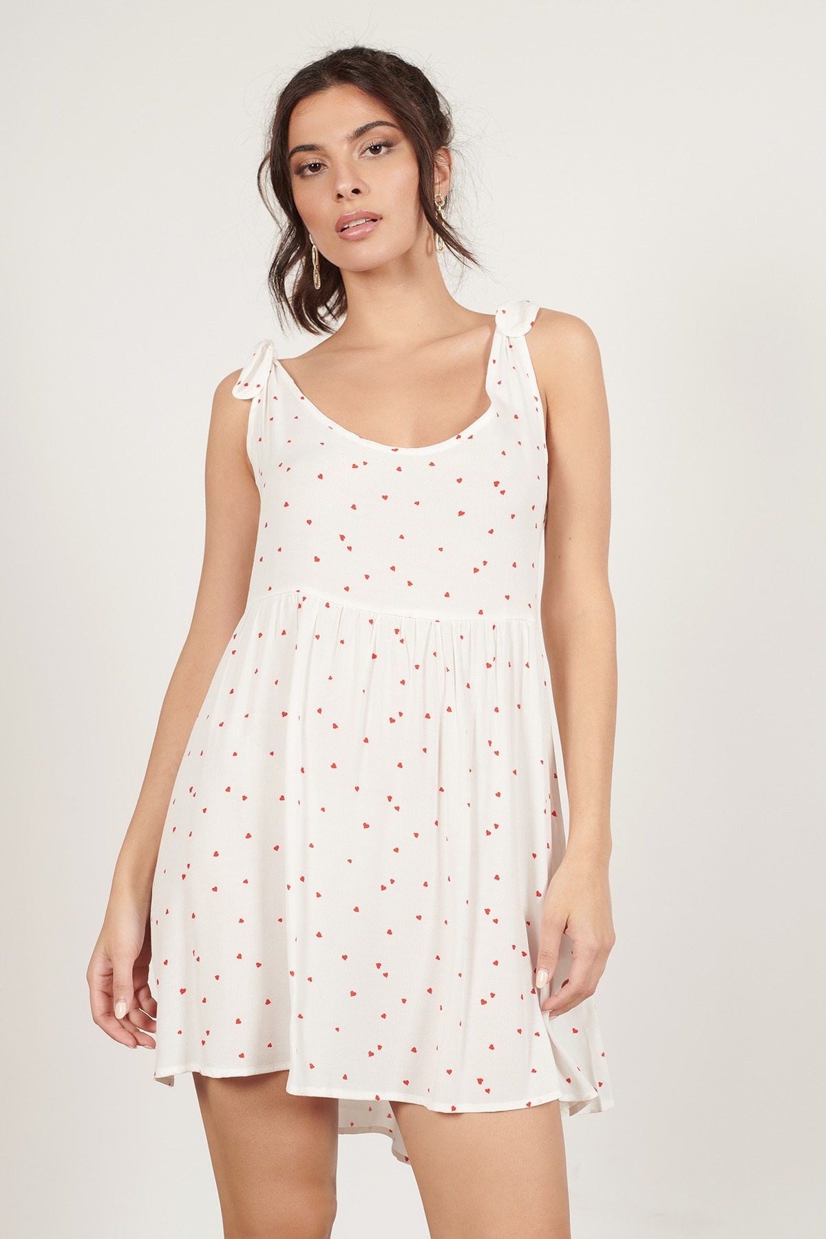 White Sleeveless Dress - Heart Print Dress - Mini Dress