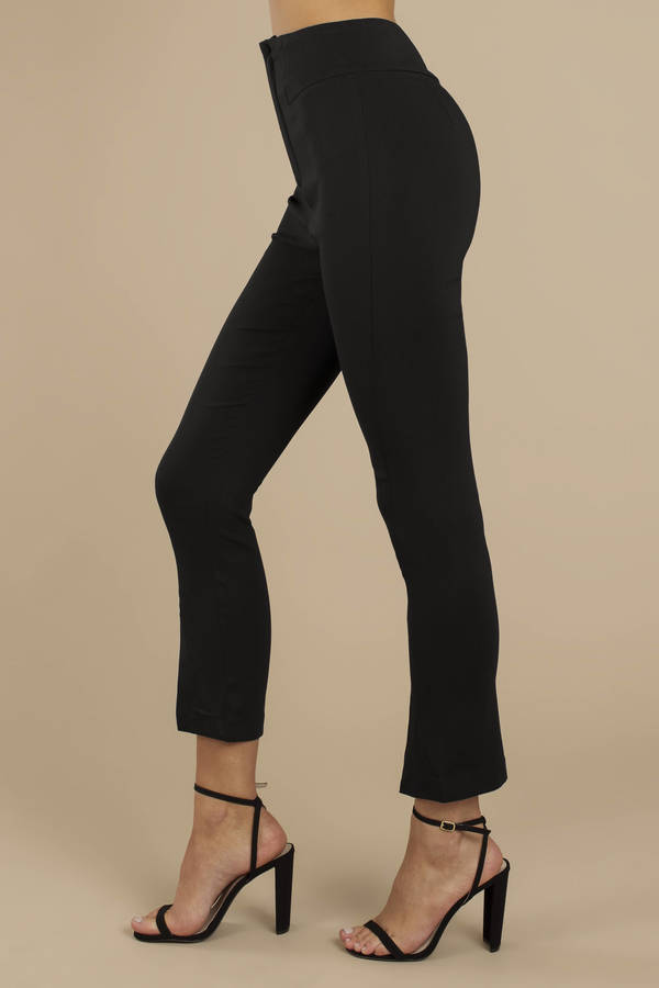 Black Pants - Slit Pants - Black High Waisted Pants - Professional Pants