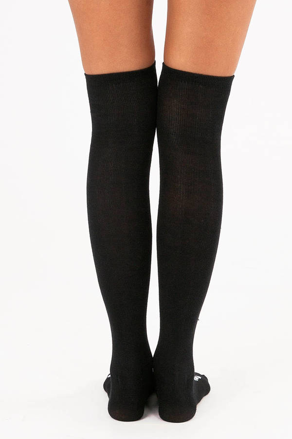 Over the Knee Bones Socks in Black & White - $18 | Tobi US