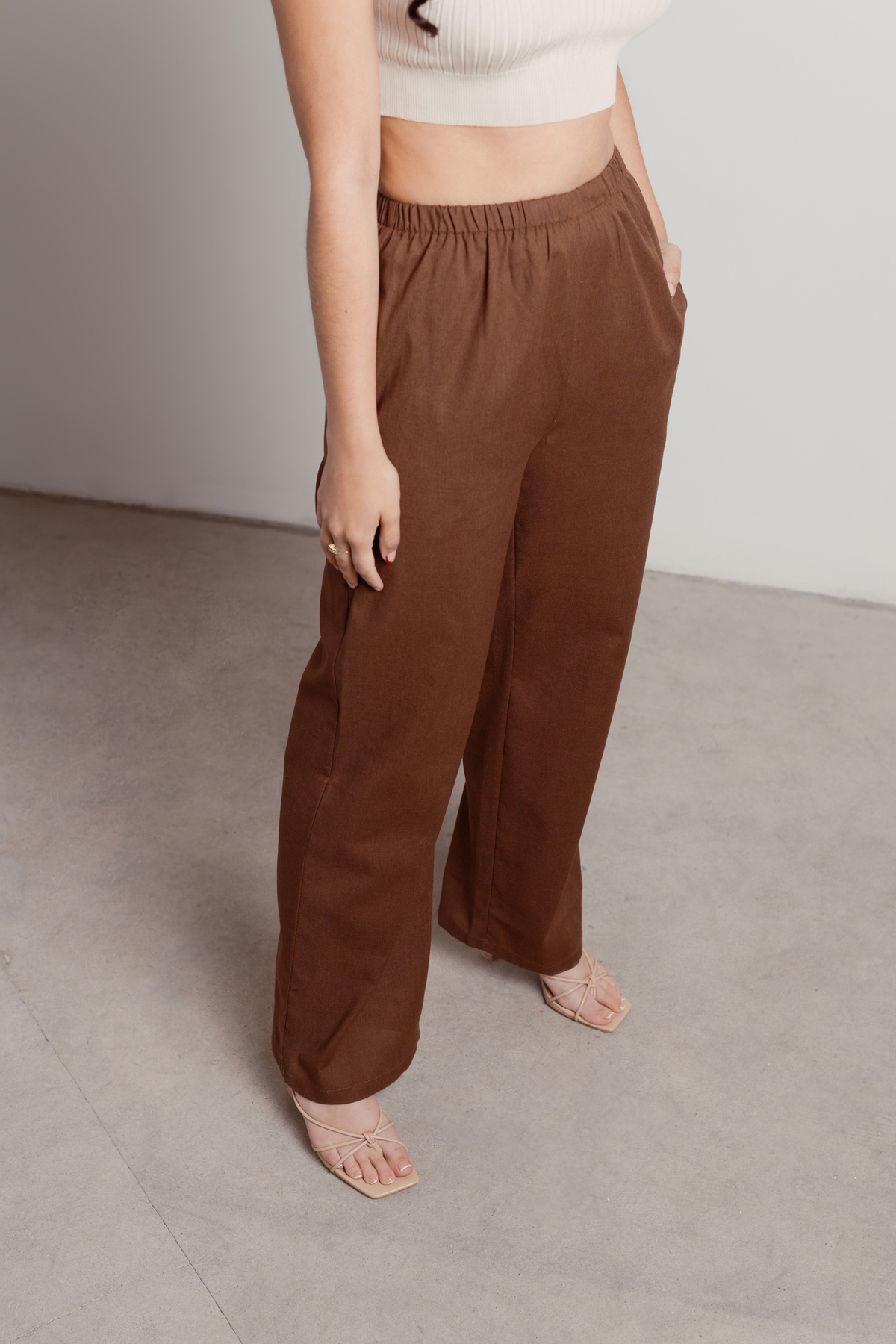 brown straight leg pants