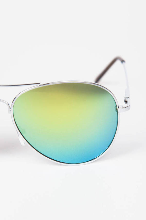 Reflective Aviator Sunglasses In Green 18 Tobi Us 