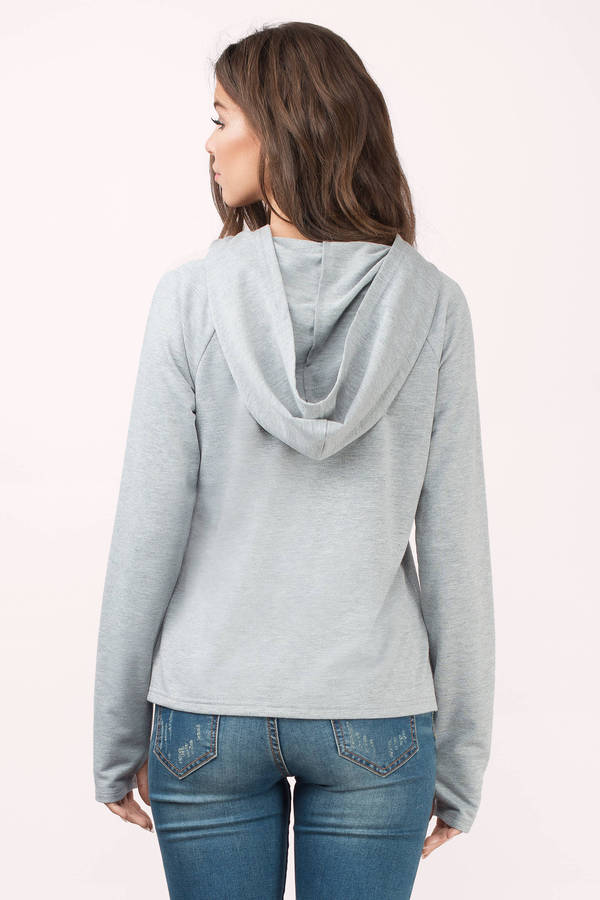 Cheap grey Sweatshirt - Surplice Sweatshirt - Heather Grey Hoodie