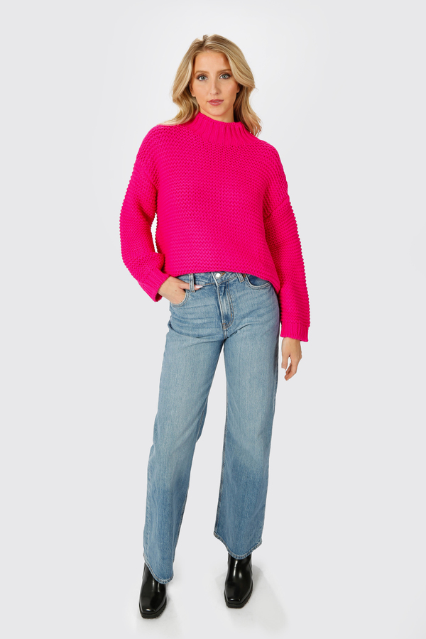 Brown Sweater - Chunky Knit Sweater - Sienna Mock Neckline Sweater