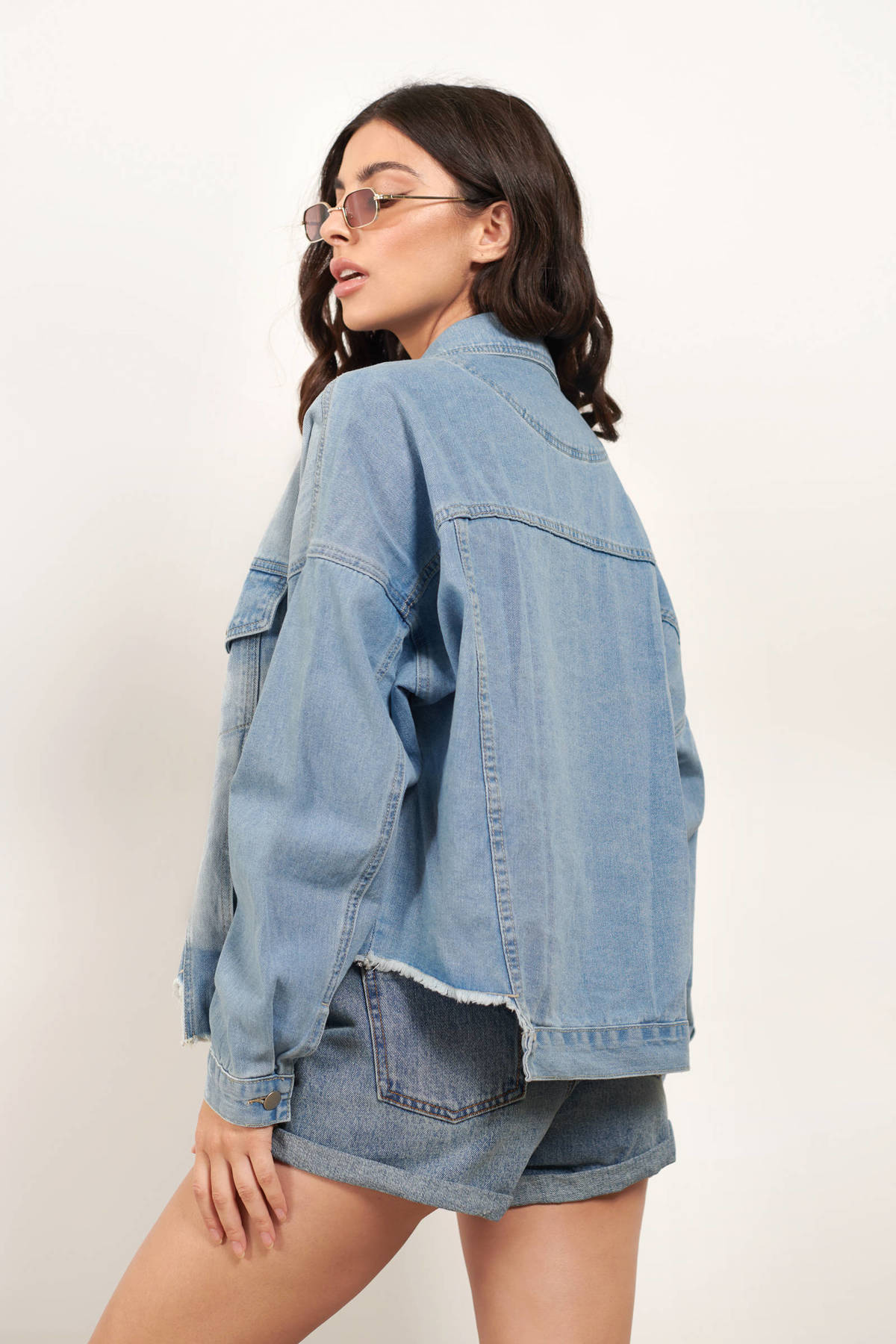 Light Wash Denim Jacket - Front Button Up Jacket - Denim Jacket With ...