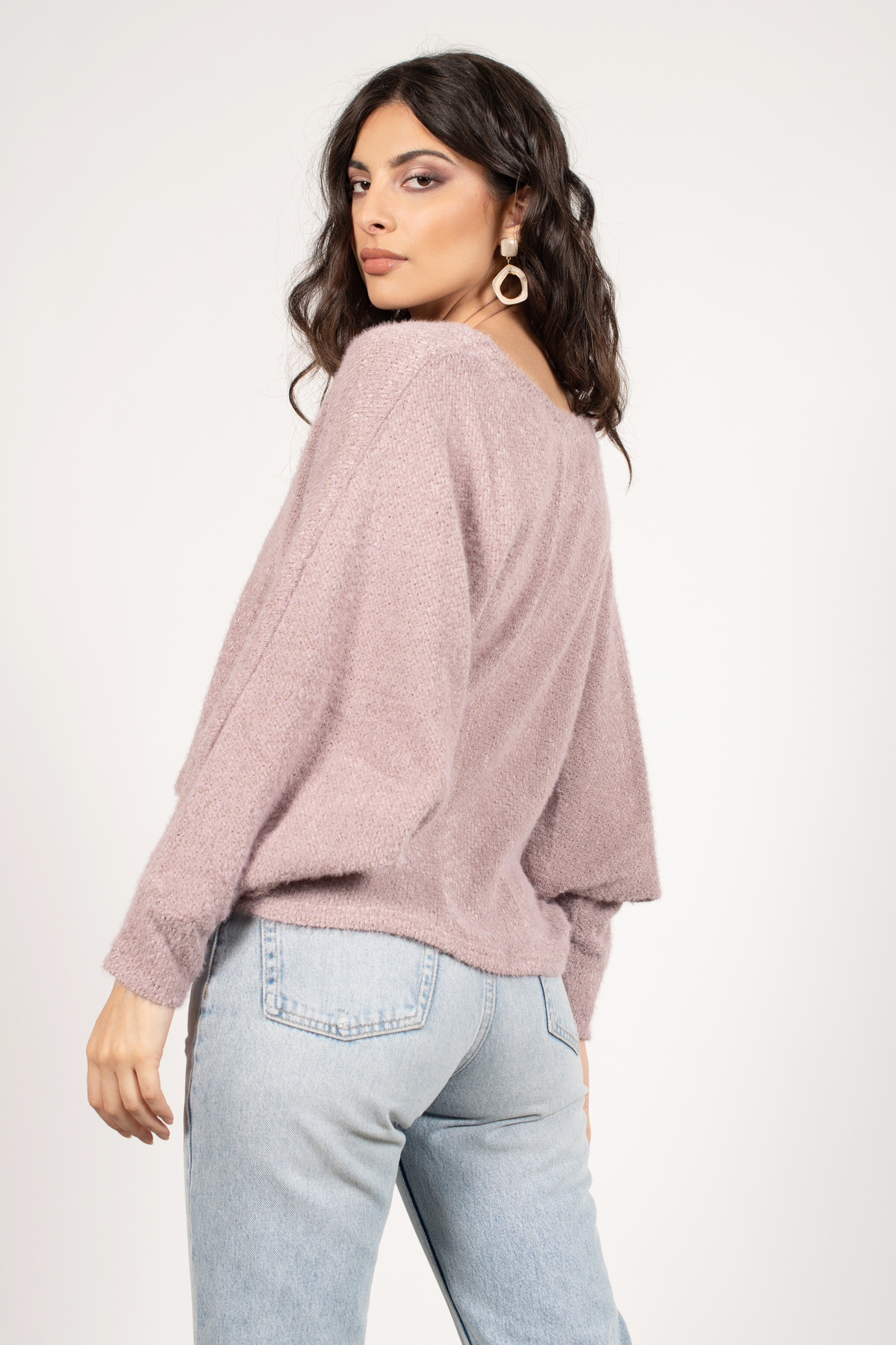 Dusty Lilac Sweater - Purple Dolman Sleeve Sweater - Long Sleeve Sweater