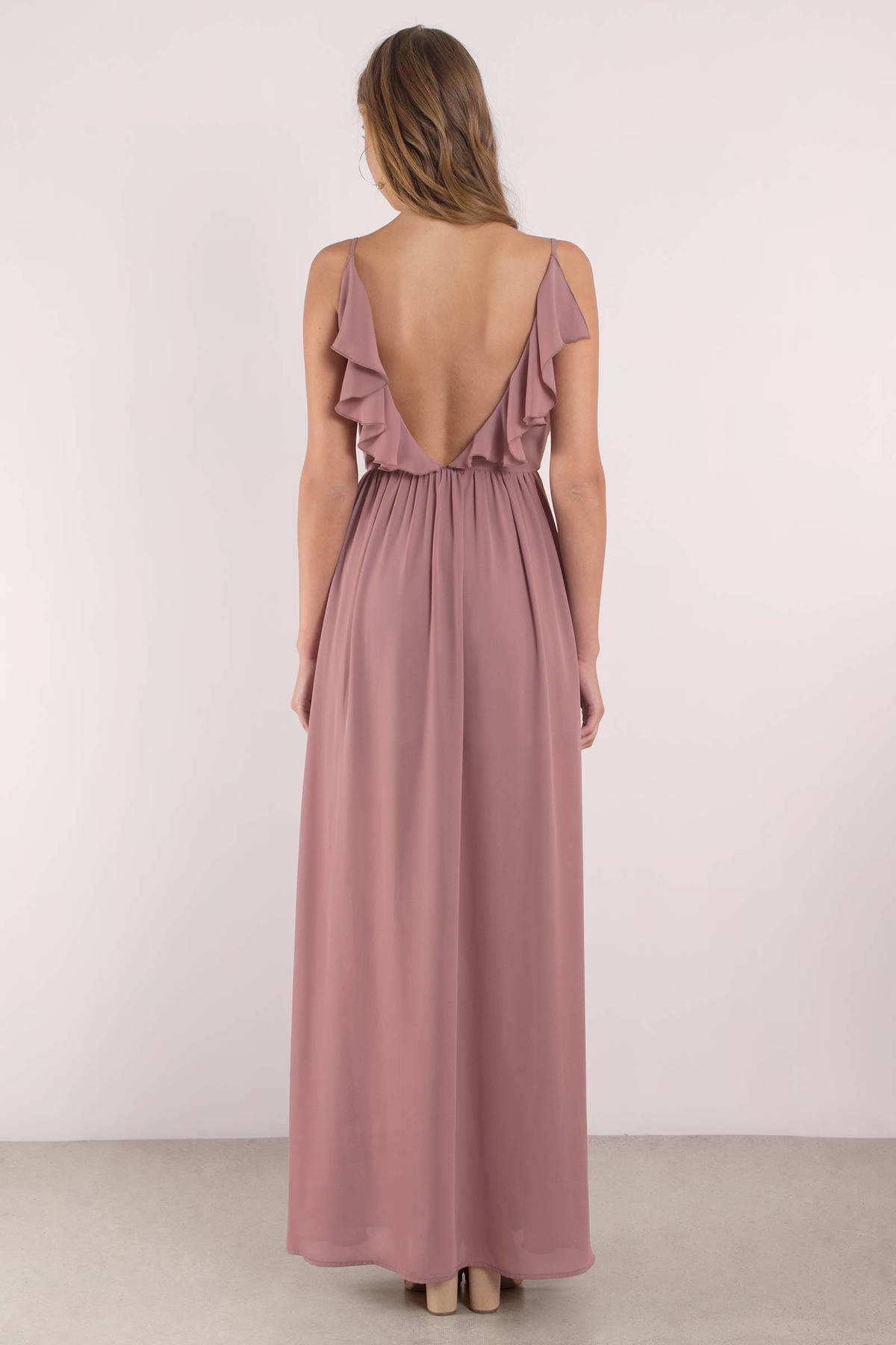 Cute Mauve Dress Plunging Dress Mauve Elegant Dress Maxi Dress