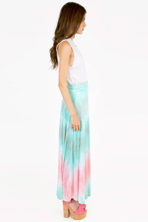 Blast From The Past Maxi Skirt in Mint Tie Dye - $25 | Tobi US