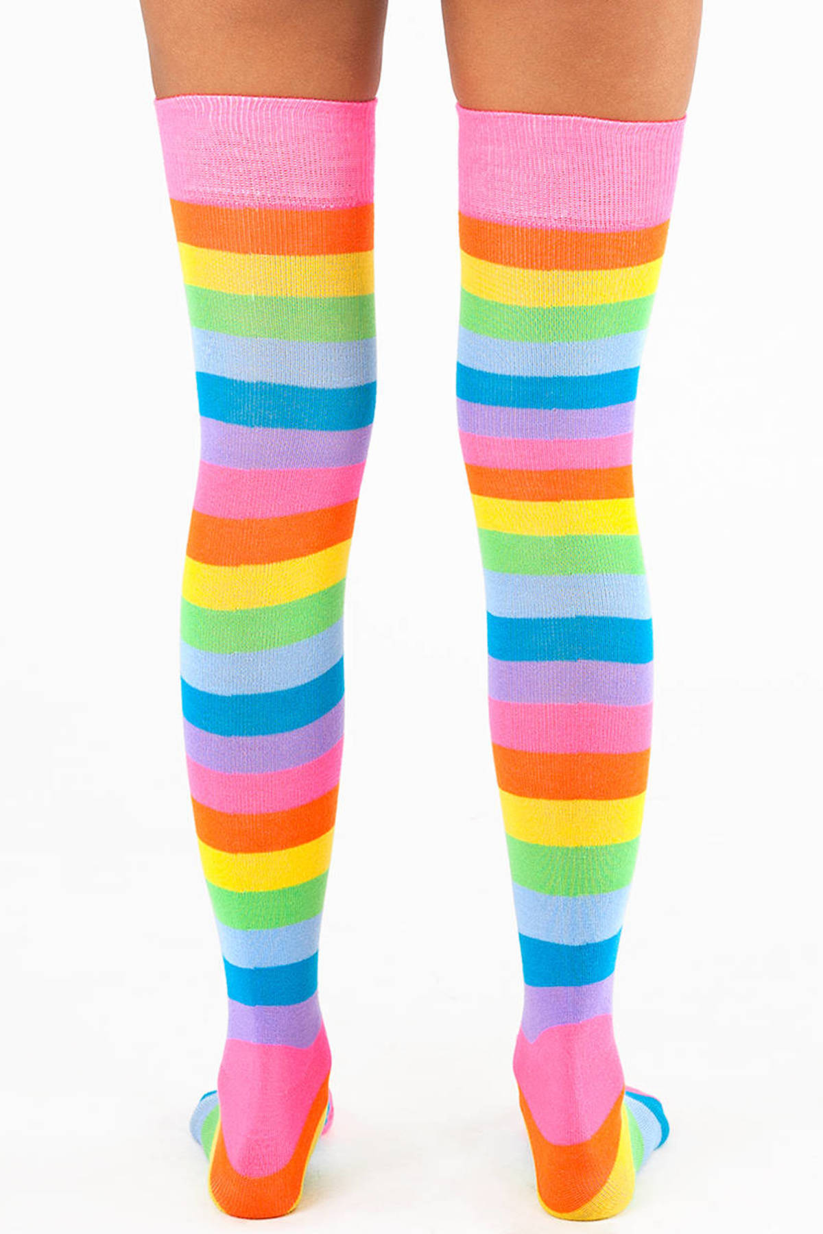 Really Rainbow Thigh High Socks In Multi 18 Tobi Us 3950