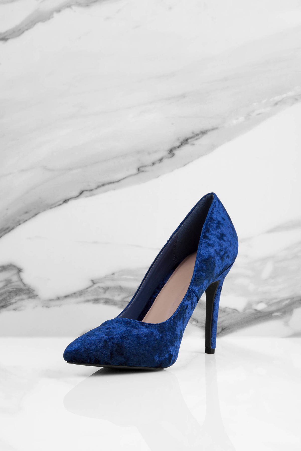 Navy Blue Heels - Velvet Dress Shoes - Navy Blue Holiday Pumps