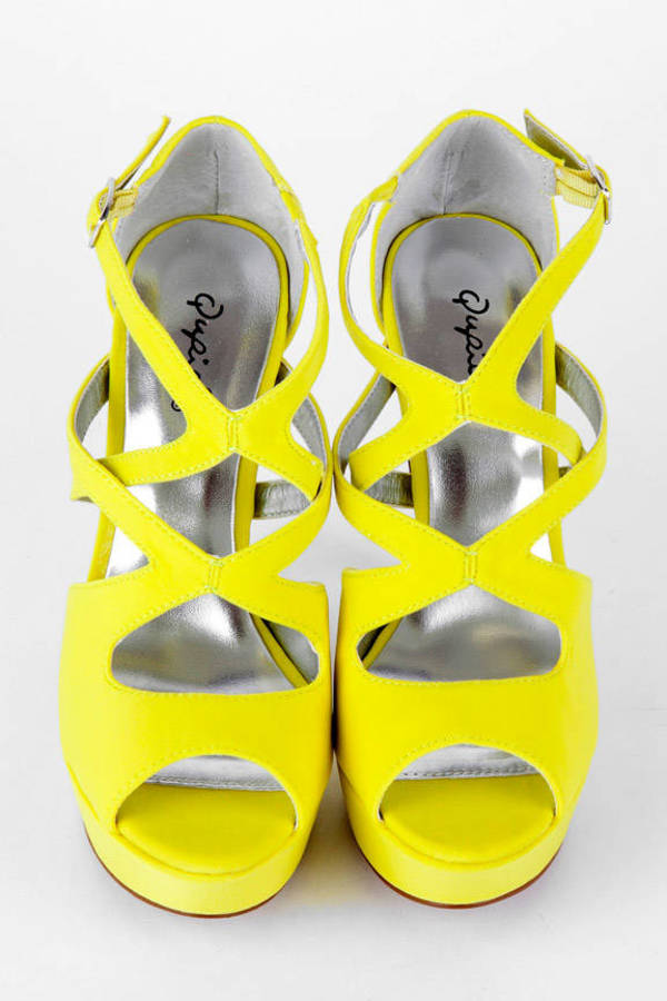 Glitter Neon Platform Heels in Neon Yellow - $20 | Tobi US
