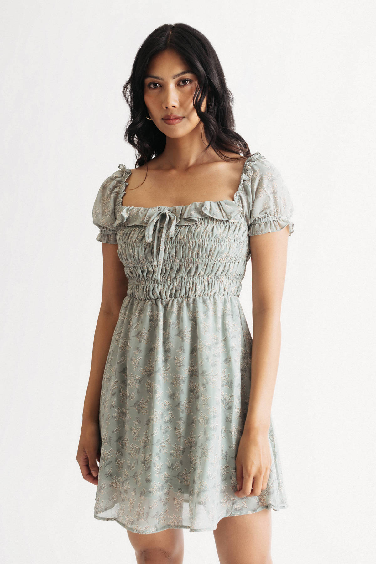 Selina Sage Floral Puff Sleeve Smocked Mini Dress - $47 | Tobi US