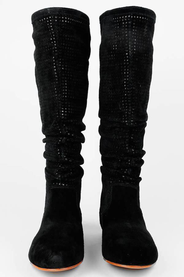 Cute Black UGG Boots - Tall Mesh Boots - Black Slouchy Boots