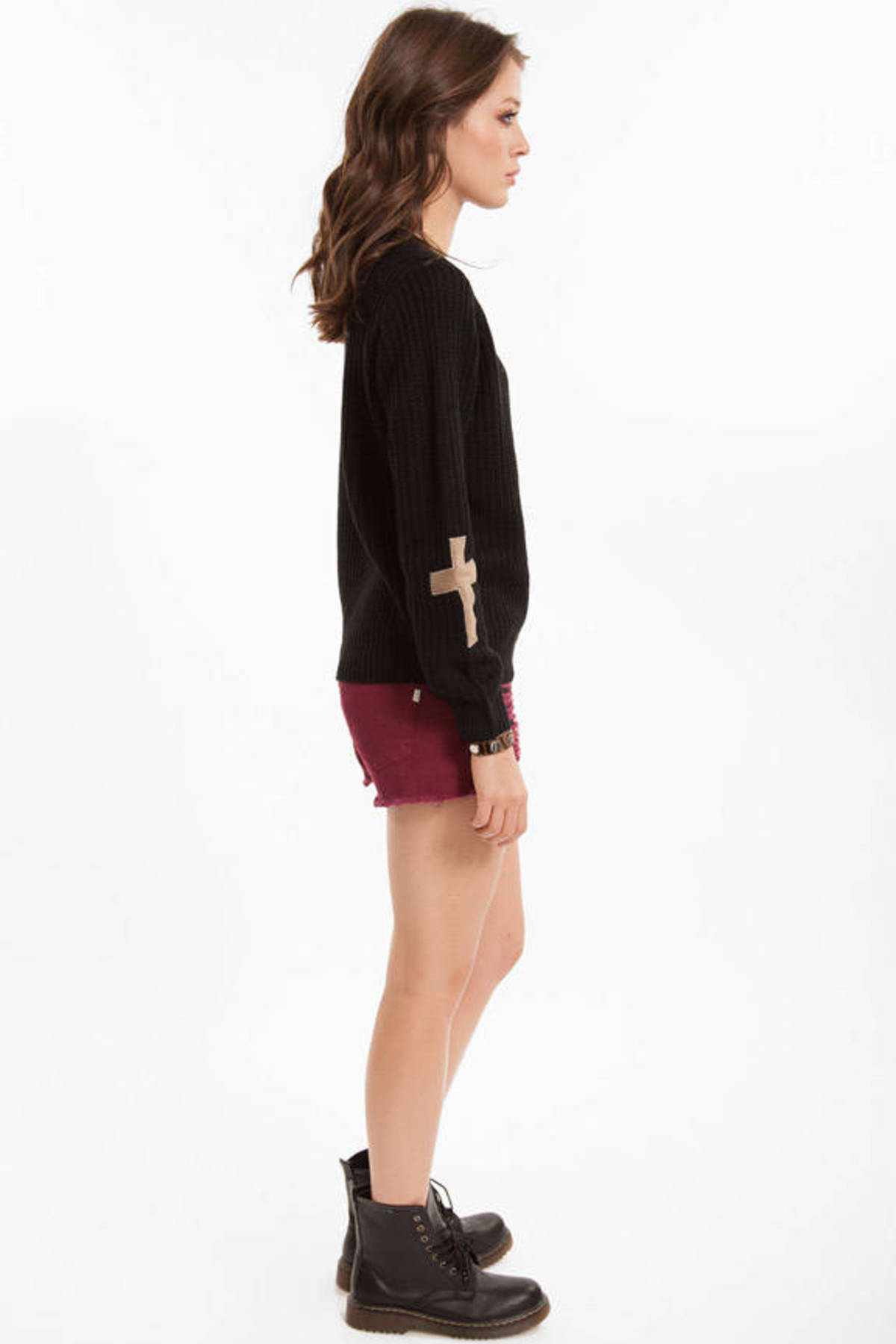 Cross Patch Knit Sweater In Black 24 Tobi Us