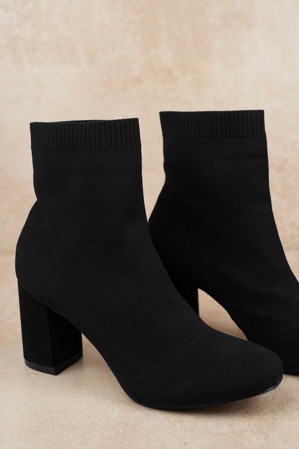 mia almond toe knit booties