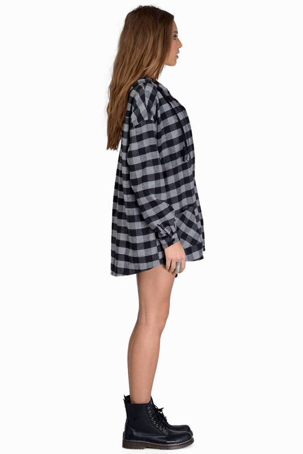 Plaid Hooded Jacket
 Lowrider Plaid Hooded Jacket in Black & Grey $10